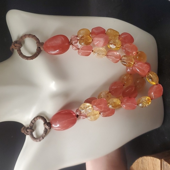 N1202 precious stone romantic pink sway necklace bohemian